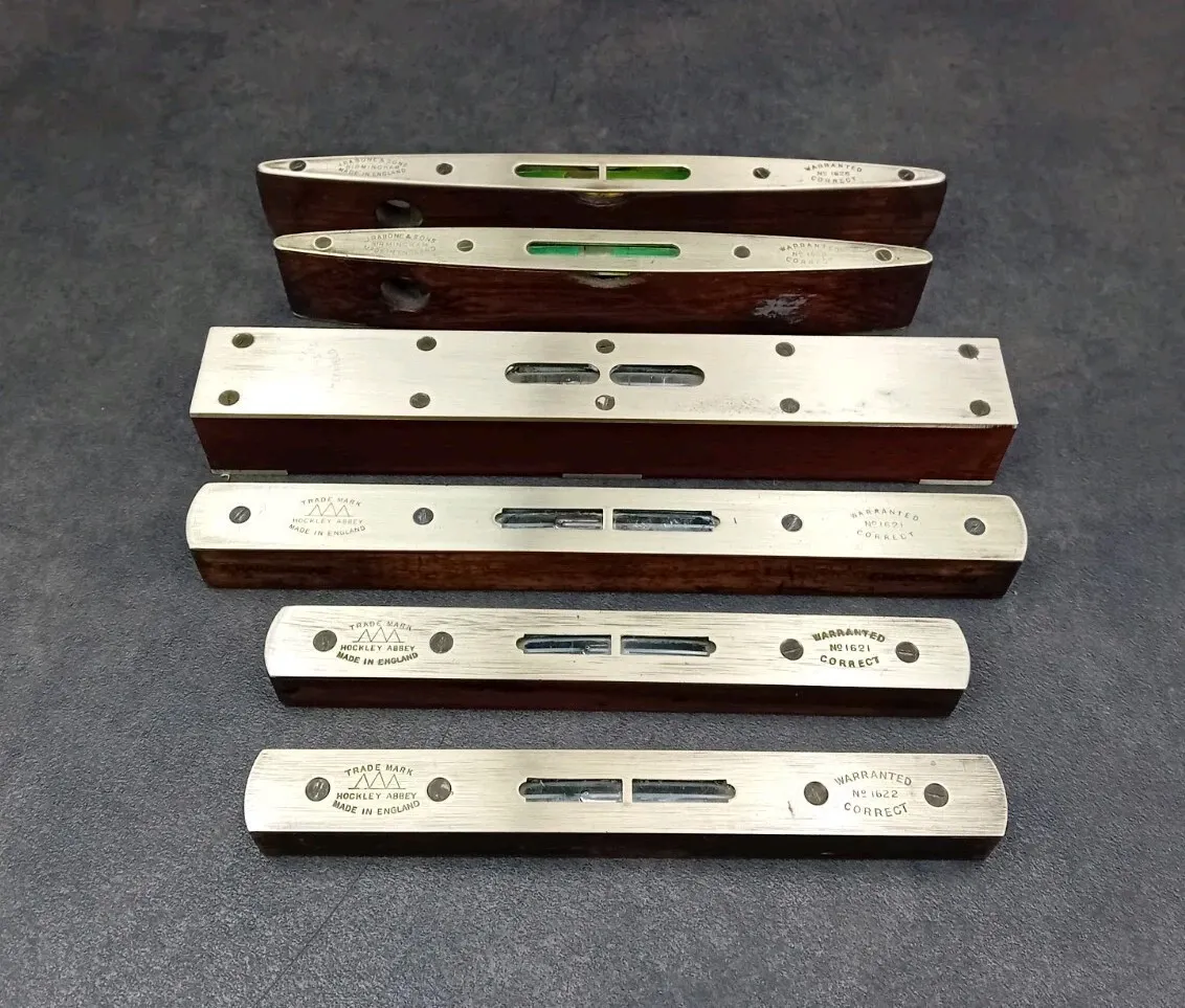 6 x Vintage Rabone/Hockley Abbey Brass & Wooden Spirit Levels Job Lot