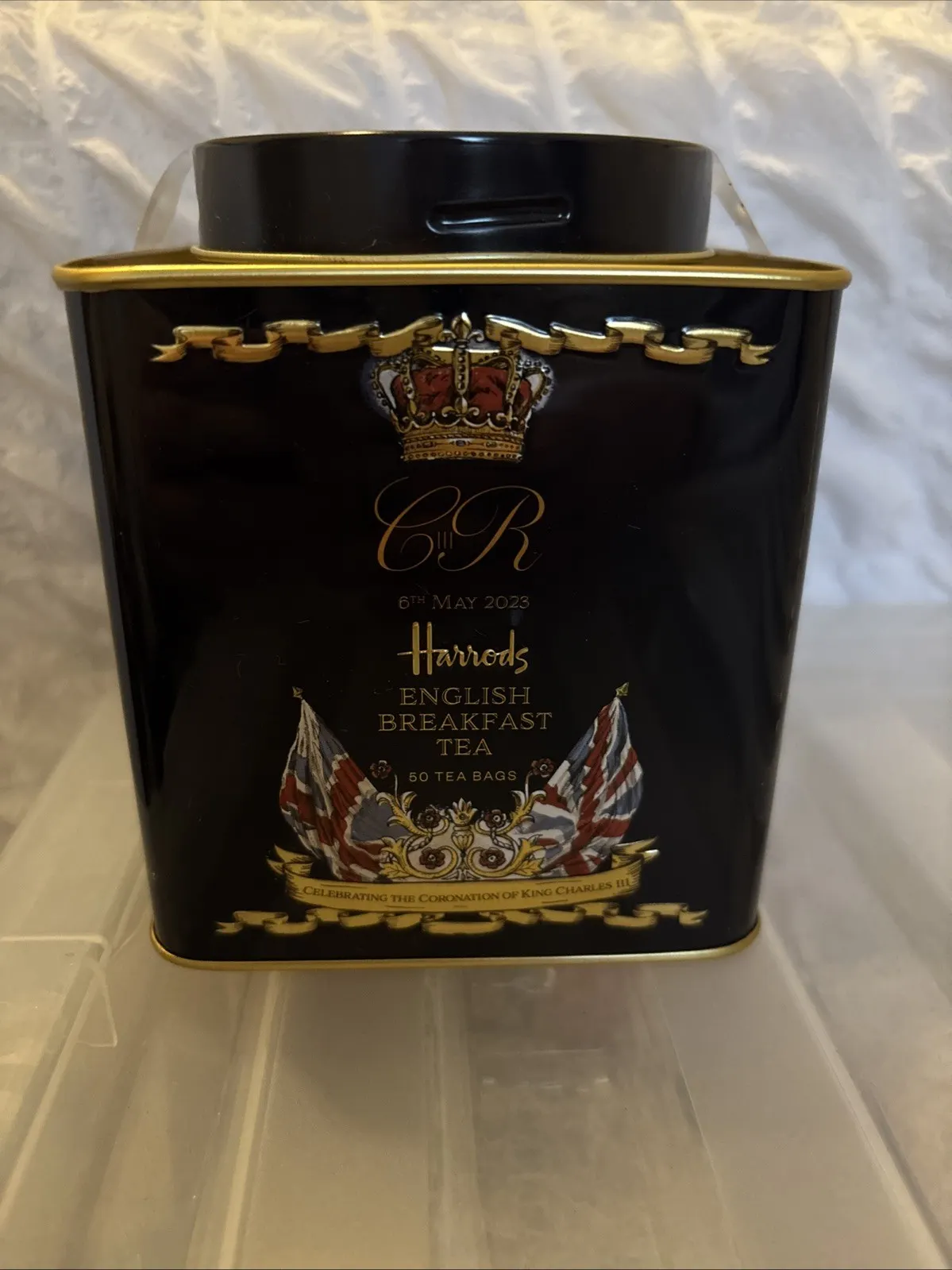 New Harrods King Charles III Coronation Tea Caddy 2023 English Breakfast