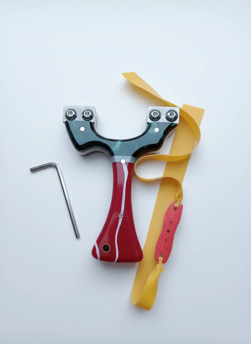 LeftHanded Spitfire Catapult Slingshot Alloy Core 24mm Tips Kirinite Scales 90mm