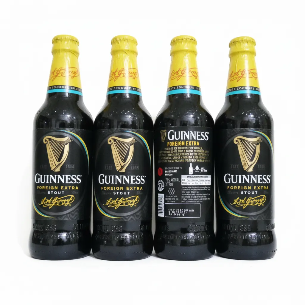 NEW 4x Guinness Foreign Extra Stout 325ml Bottles w/ Caps - Nigeria Collectible