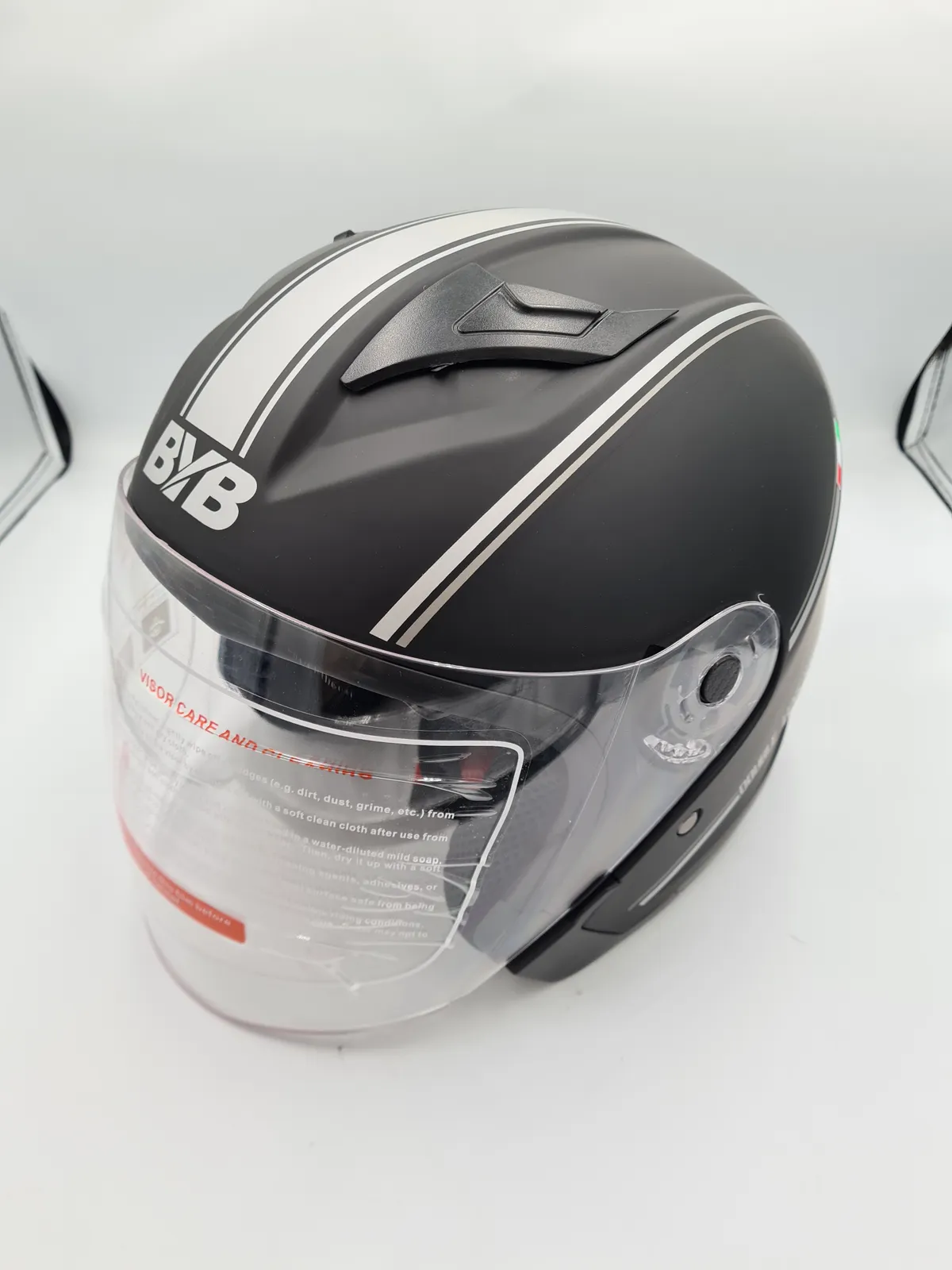 NEW Motorcycle Open Face Helmet Dual Lens Sun Visor Face Shield Black