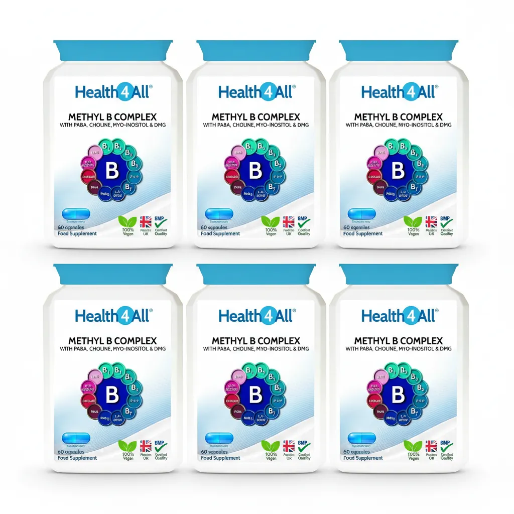6x Health4All Methyl B Complex Capsules w/Methylfolate P5P STRESS ENERGY New