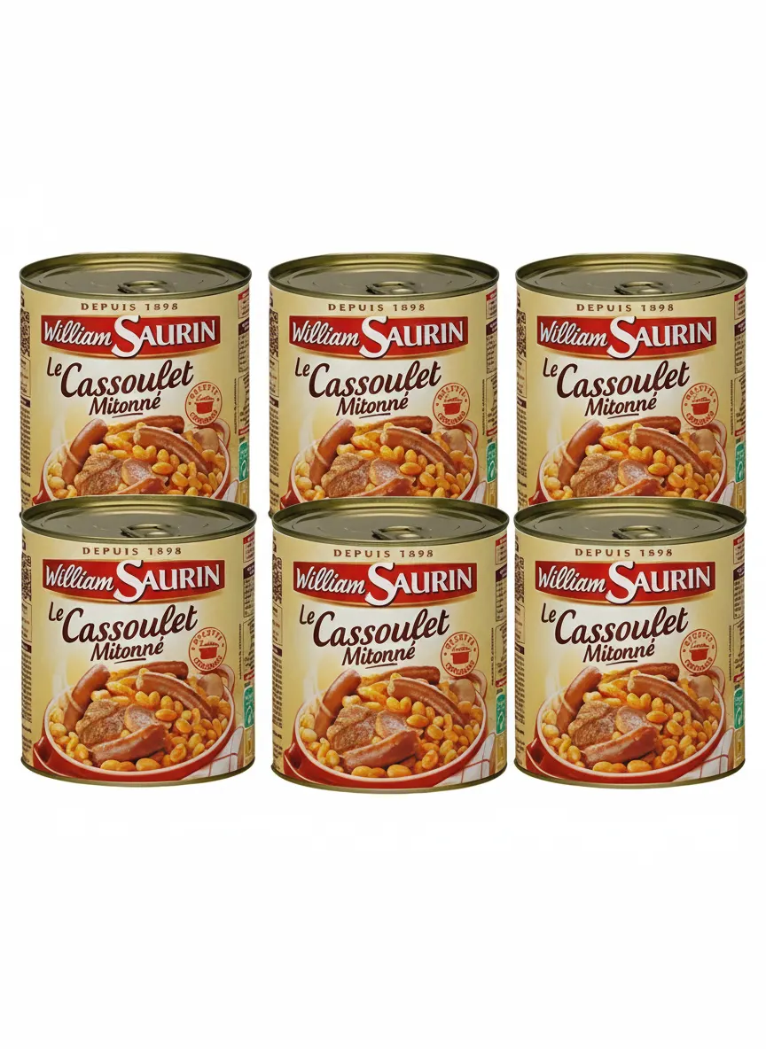 6x William Saurin Cassoulet 840G French Bean Stew Canned Meal NEW