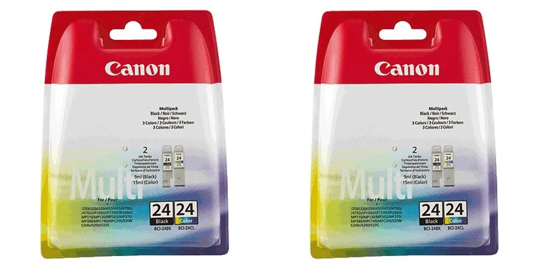 2 X Multipack Genuine Canon BCI 24 Ink Cartridges For Canon i250 i320 i350