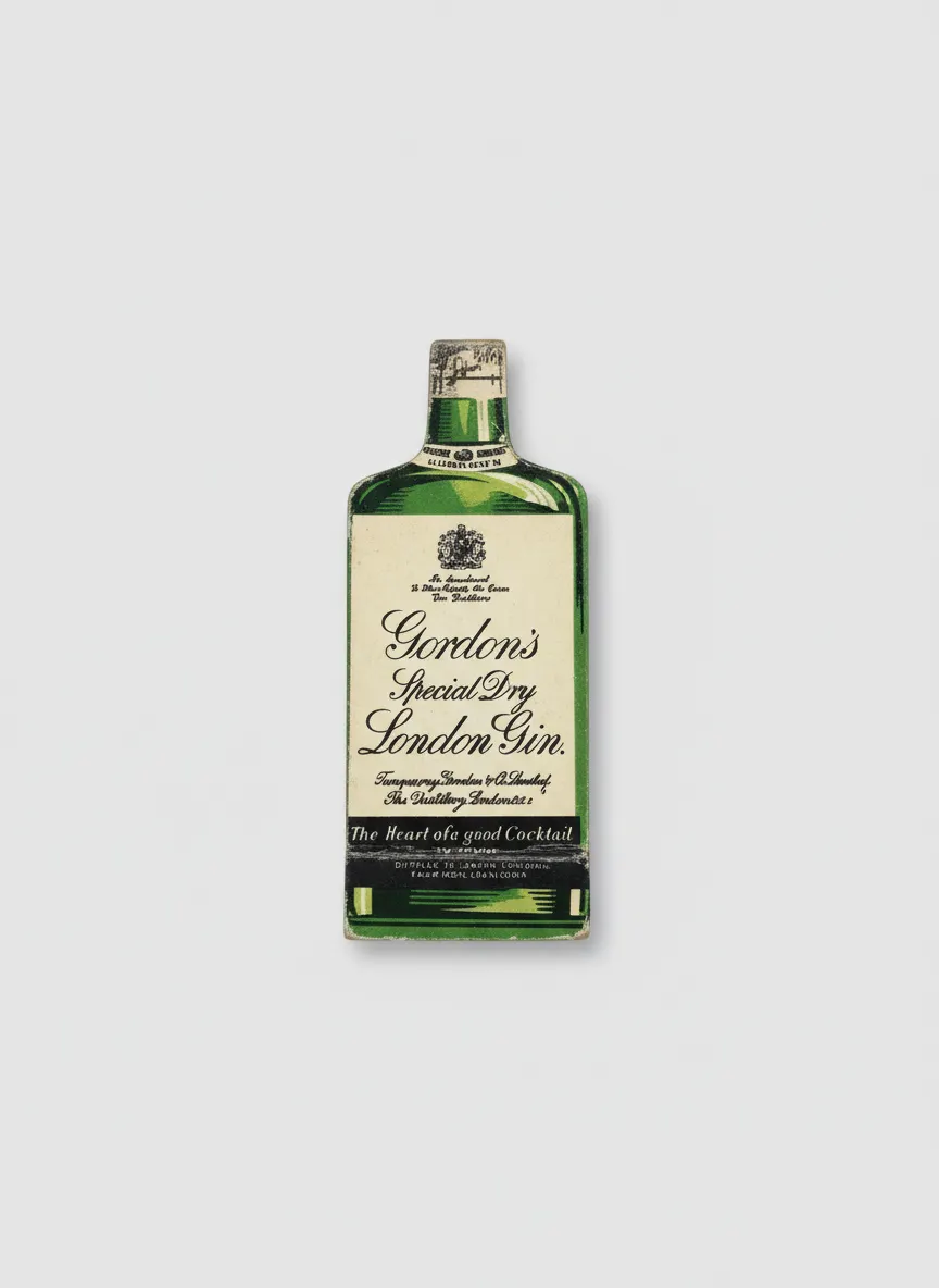 Vintage Gordon’s Gin Bottle Shaped Packet Matches Collectable Advertising