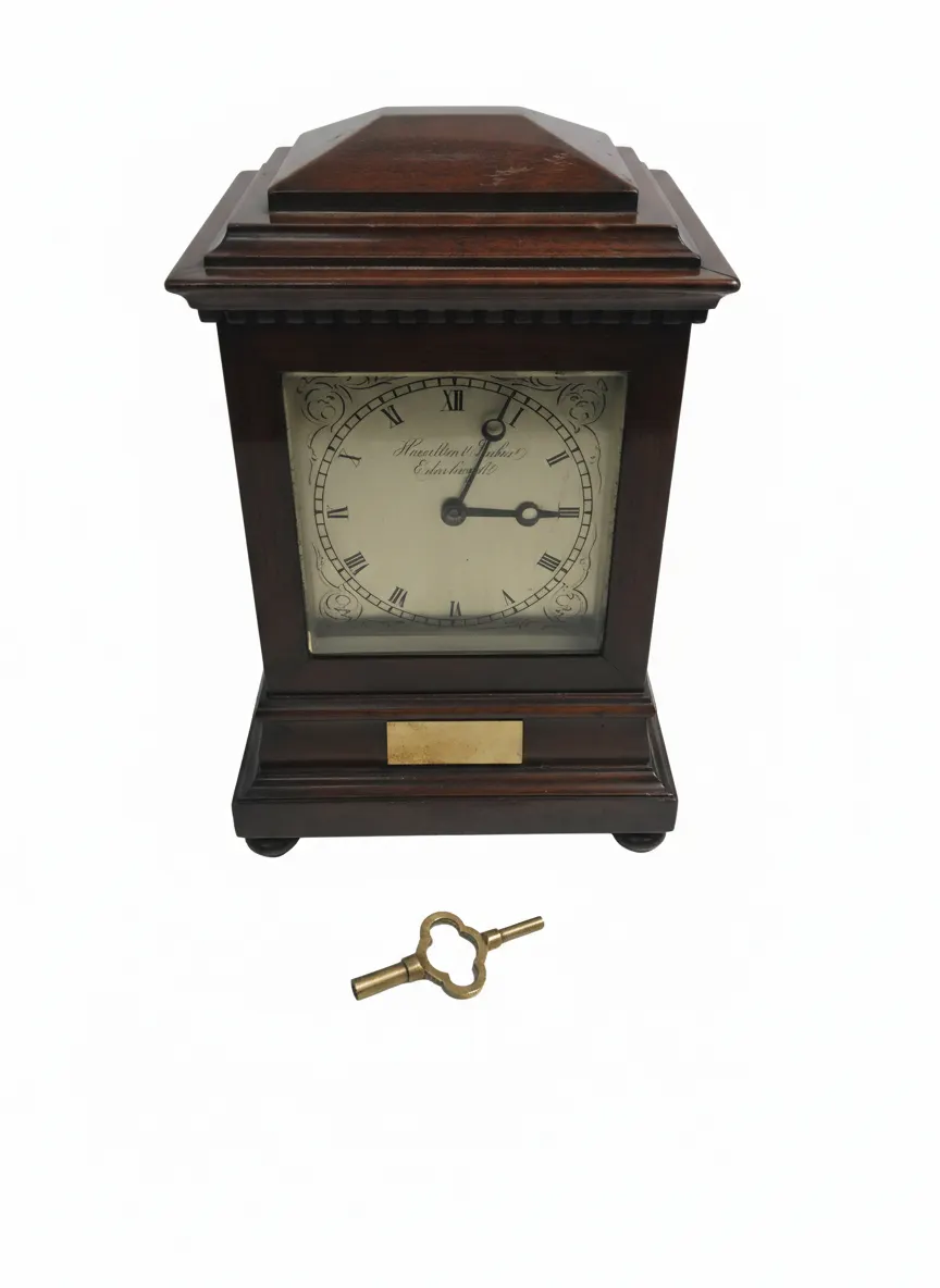 Hamilton & Inches Edinburgh Mahogany Chiming Mantel Clock Antique