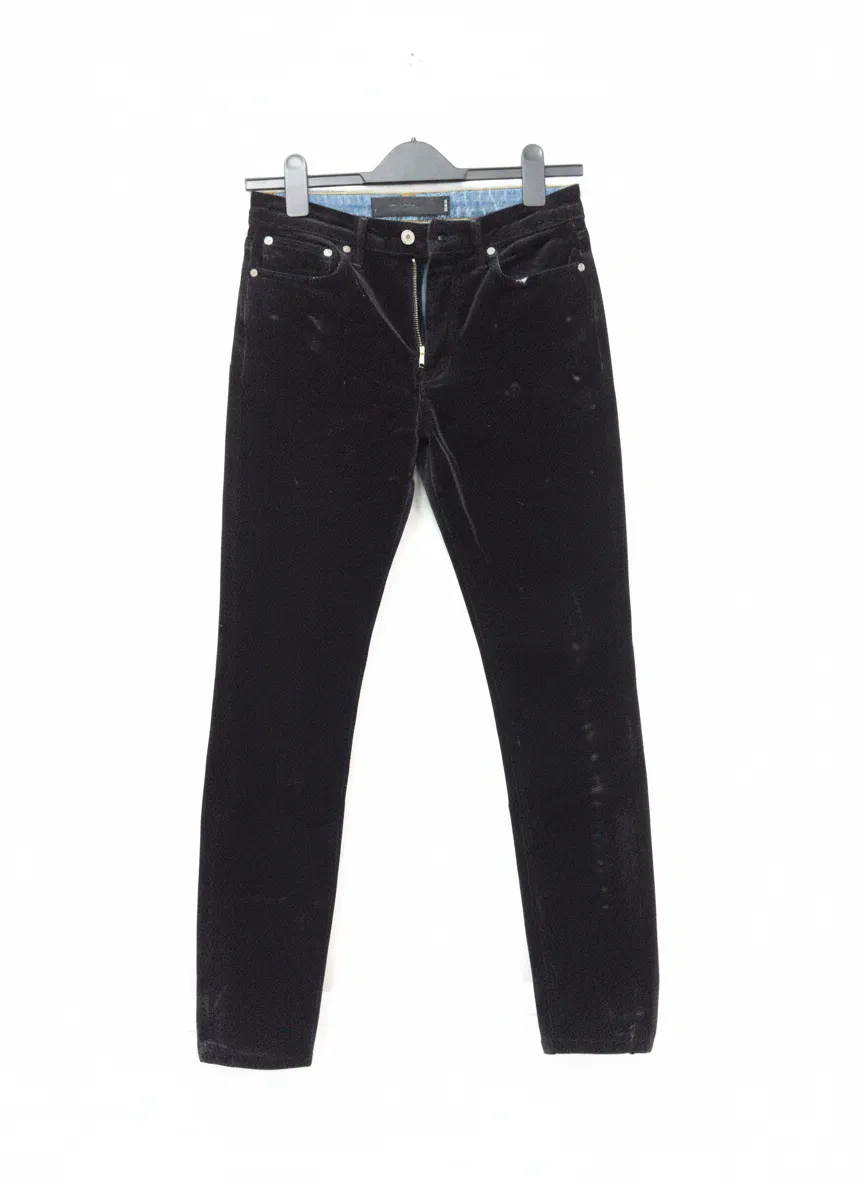 Alexander Wang AW001 Slim Flocked Jeans Black Velvet Denim Size 26 NWT