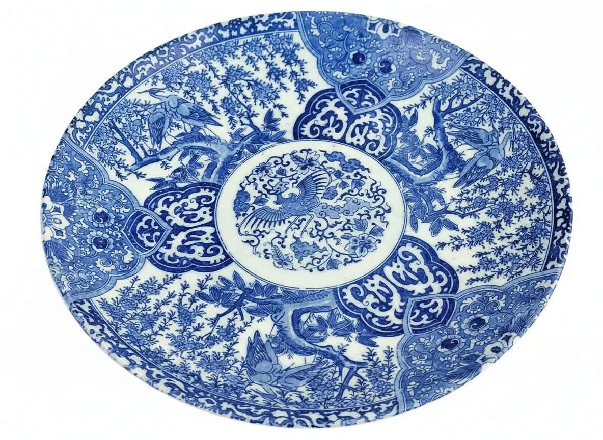 Antique Chinese Blue & White Porcelain Charger Plate - Dragon - Circa 19/20