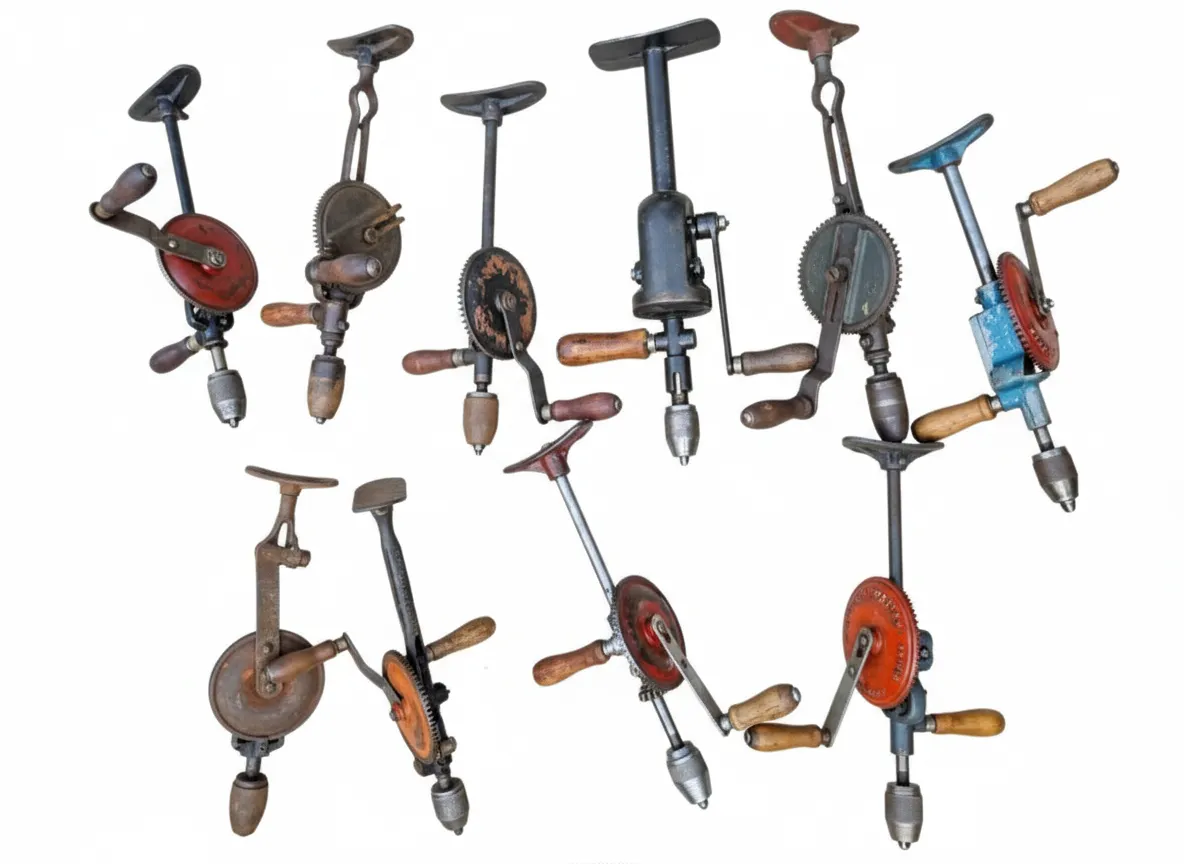 Lot of 10 Vintage Breast Hand Drills Antique Woodworking Tools Used Collectable