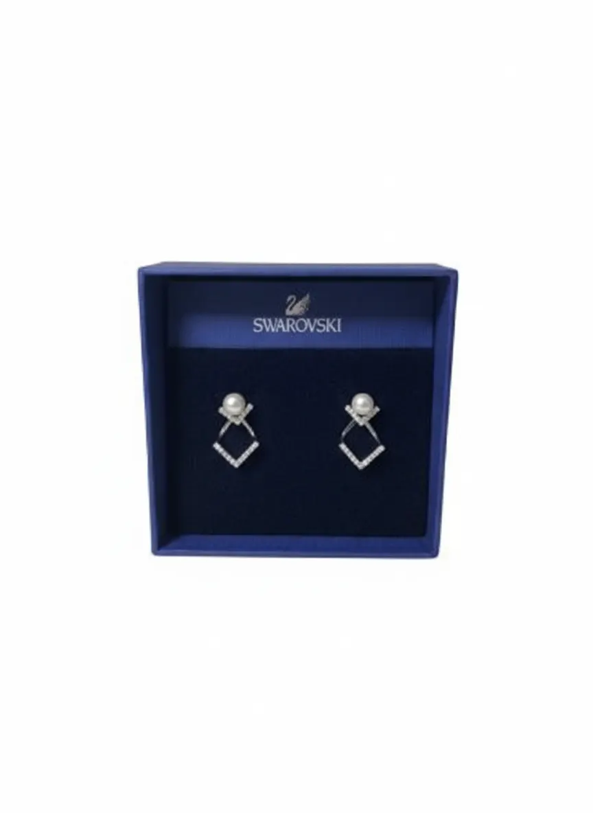 Swarovski Swan Crystal PEARL Pierced Edify Pave Earrings Studs BNIB Pair 5219762