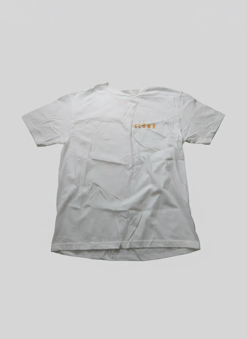 Banksy Style CLOWN Skate Street Art T-Shirt Men's Size L Pre-owned White