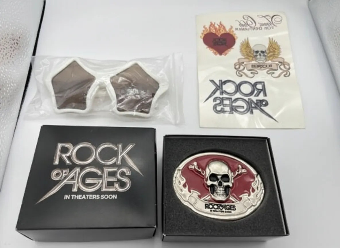 Rock of Ages Tom Cruise Promo Set: Belt Buckle, Sunglasses & Tattoos NEW