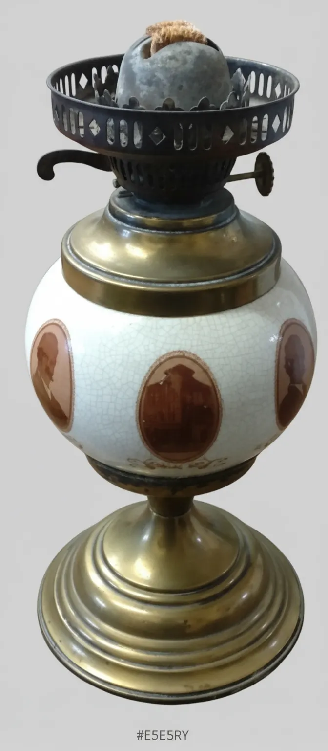 Antique Canada Dry Advertising Oil Lamp JJ Mclaughlin Ceramic Brass Used