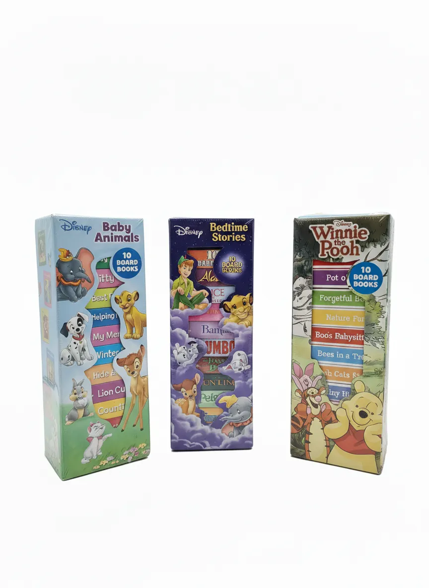 3x Disney 10-Book Board Book Sets: Baby Animals, Bedtime Stories, Pooh