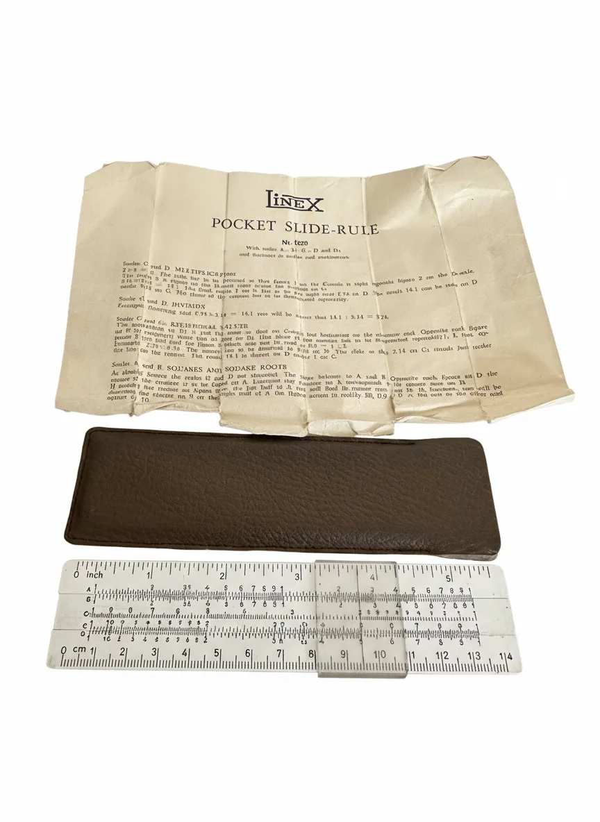 Vintage Used Rabones One SpiritLevel 1381 w/Original BoxLinex Pocket Slide Ruler