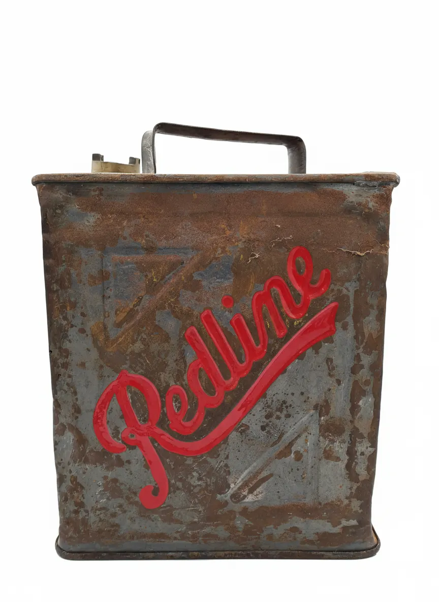 Vintage Redline 2 Gallon Petrol Can Rusted Automobilia Collectible Gas Fuel