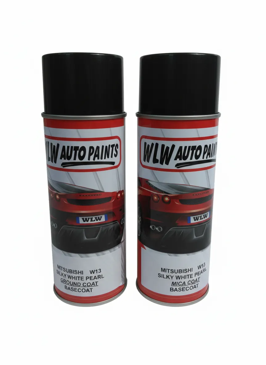 2x WLW Auto Paints Mitsubishi Mirage W13 Silky White Pearl AEROSOL Touch Up Kit