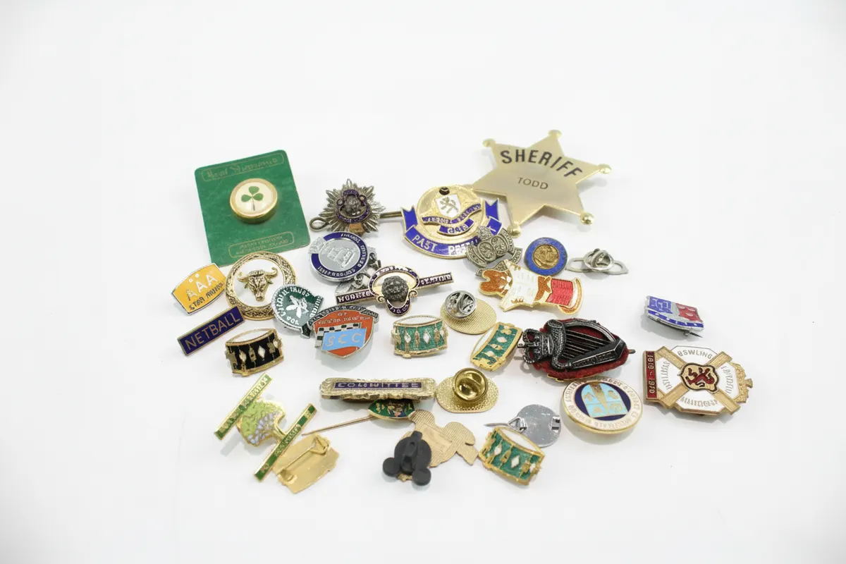 30x Vintage Enamel Badges Pins Lot - Bowling Novelty Souvenir Sports Club