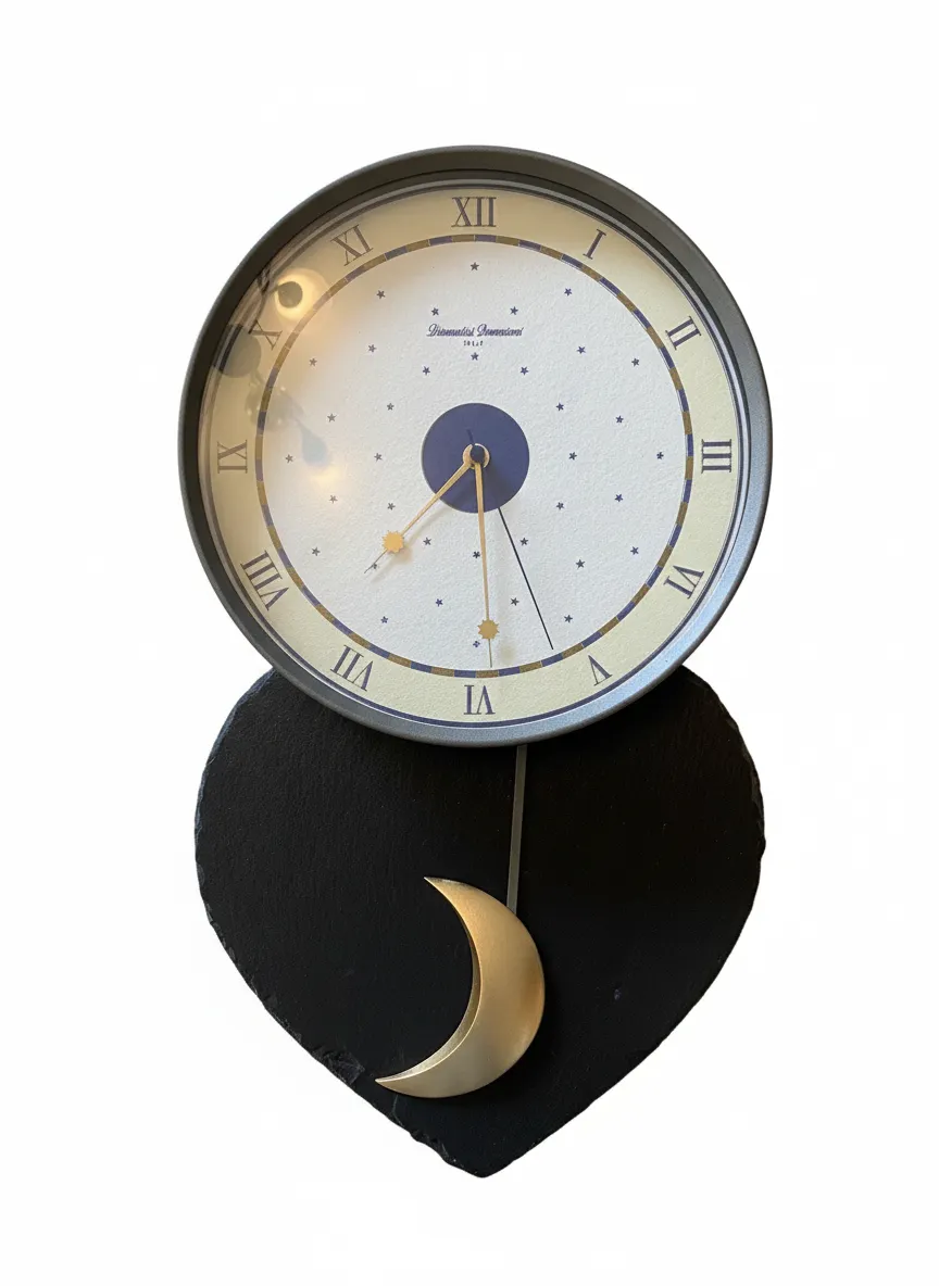 VINTAGE Diamantini & Domeniconi Moon Pendulum Wall Clock Gold Italian