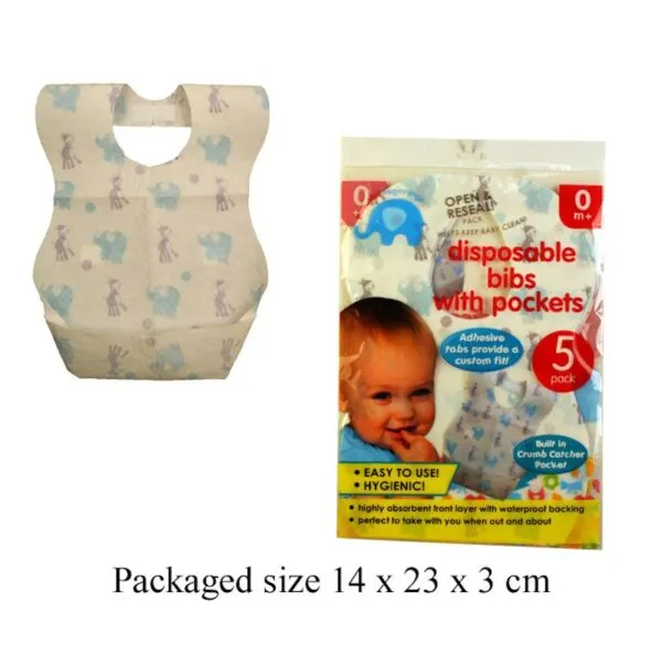 15 x Disposable Bibs with Pockets