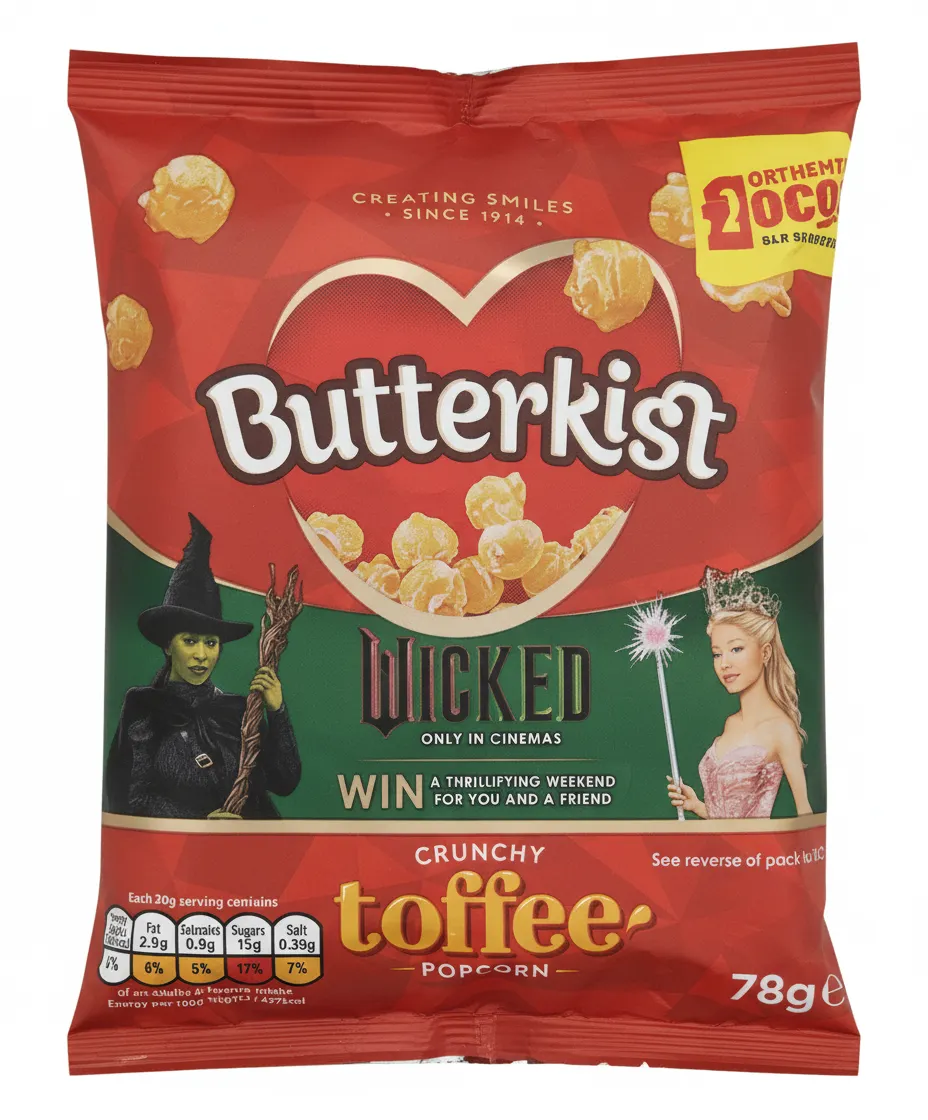 Butterkist Wicked Movie UK Toffee Popcorn 78g - New Sealed Limited Edition