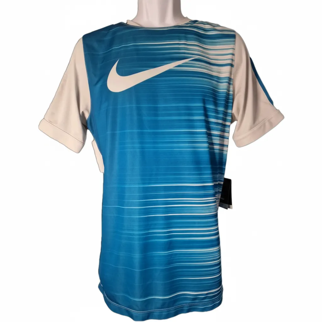 Nike Miler Men's DRI-FIT UK L Short Sleeve Running Training Top Blue White Gym