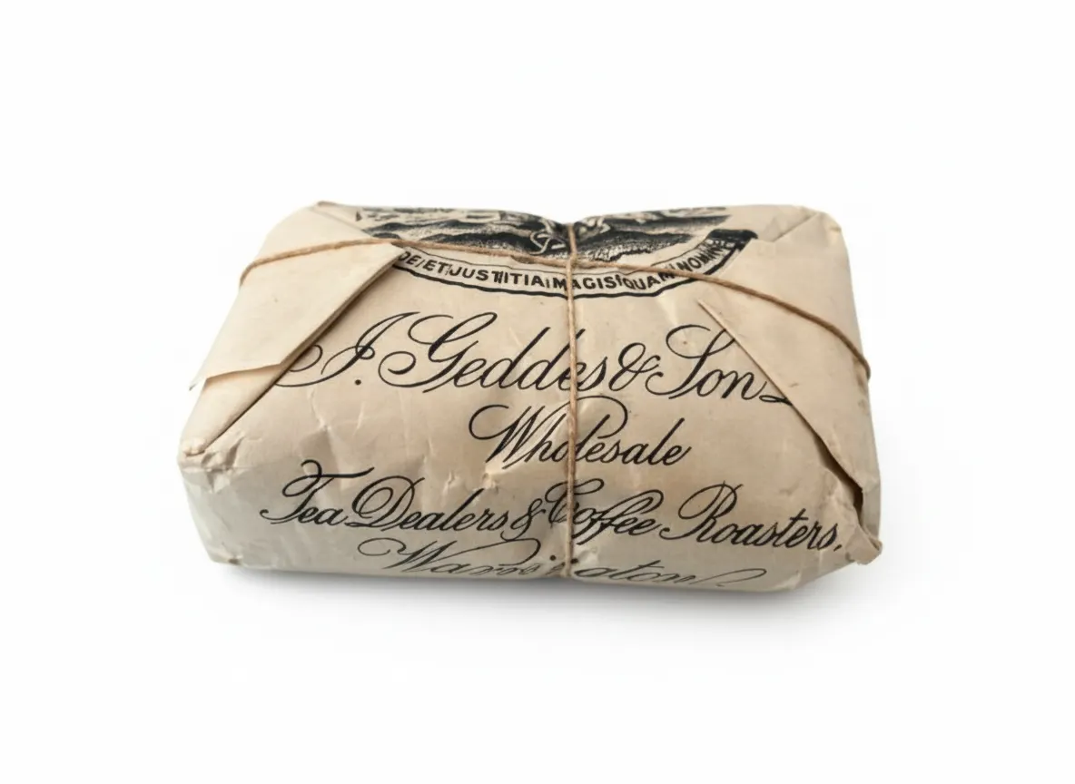 Antique 1/2 lb Packet Of Tea J Geddes Tea Dealers & Coffee Roasters Warrington