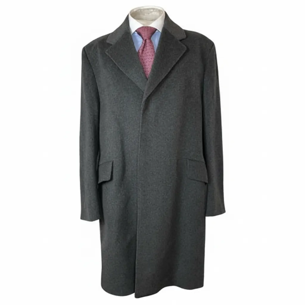 VTG Wool & Mink Overcoat Coat Grey City Mac Smart Dress 40/42L Jacket Business