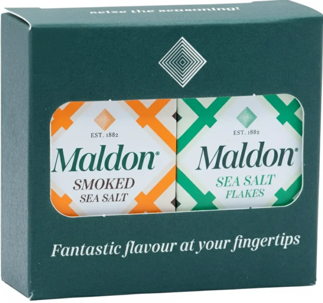 Maldon Salt, Pinch Tin Set, 2x Original & 2x Smoked Sea Salt Tins (4-Pack)