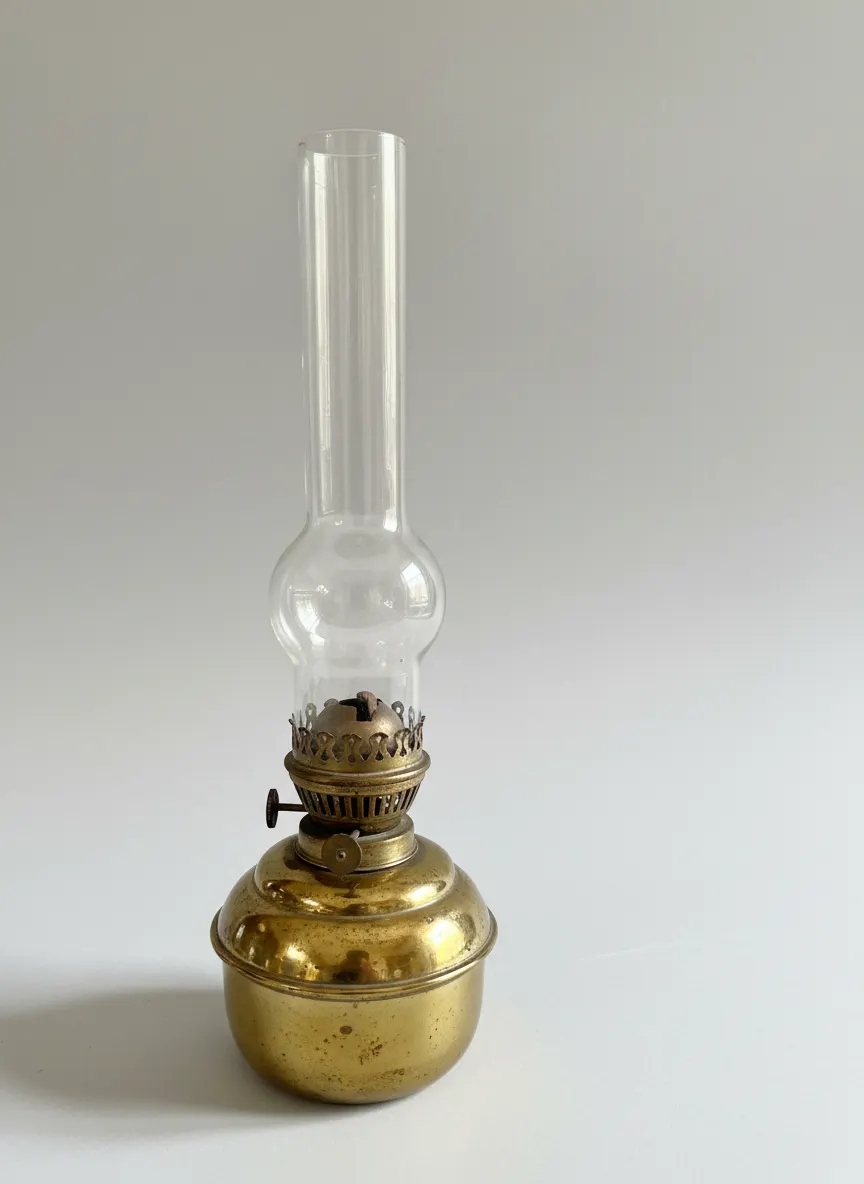 Vintage Brass Oil Lamp with Aladdin Funnel - Used Decor Collectible