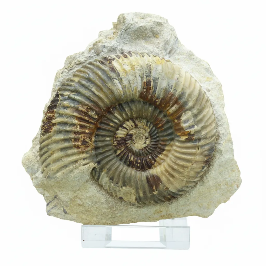 Jurassic UK Fossil Ammonite Parkinsonia Raricostata Dorset UK + Display Stand