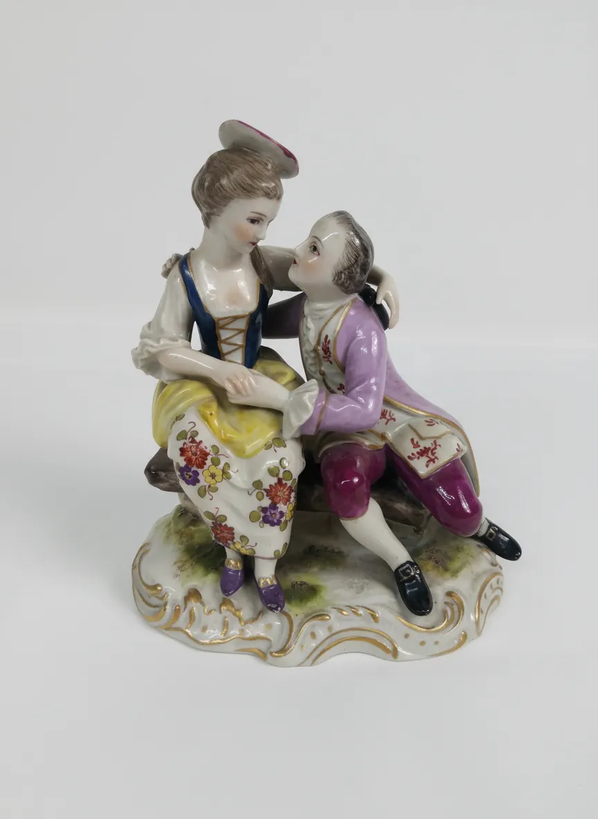 Antique Porcelain Dancing Couple Figurine Statue Romantic Used