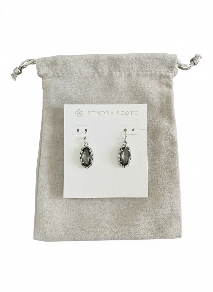 Kendra Scott Lee Silver Drop Earrings - Black Mother-of-Pearl (Pair)