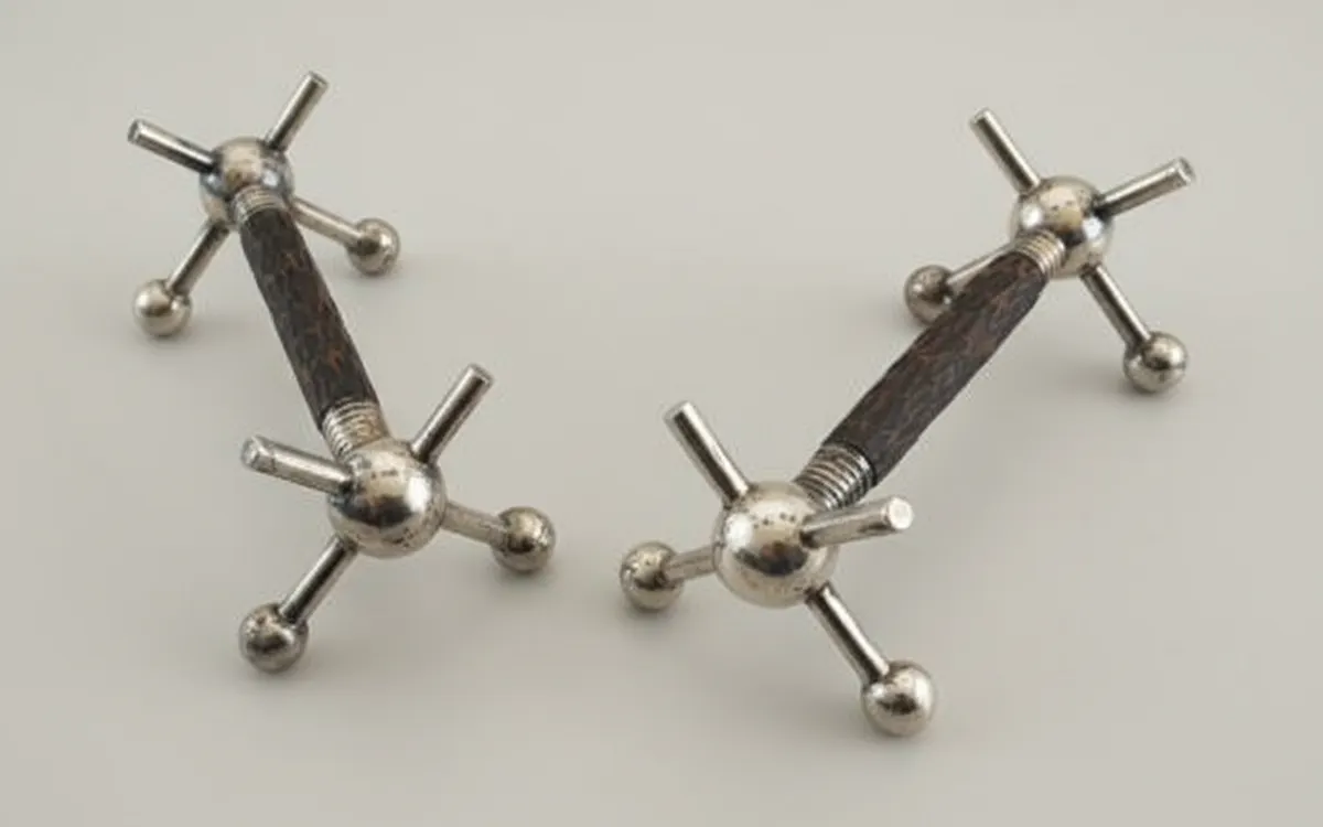 Vintage / Antique Pair of Victorian Silver Plated Metal & Horn Knife Rests