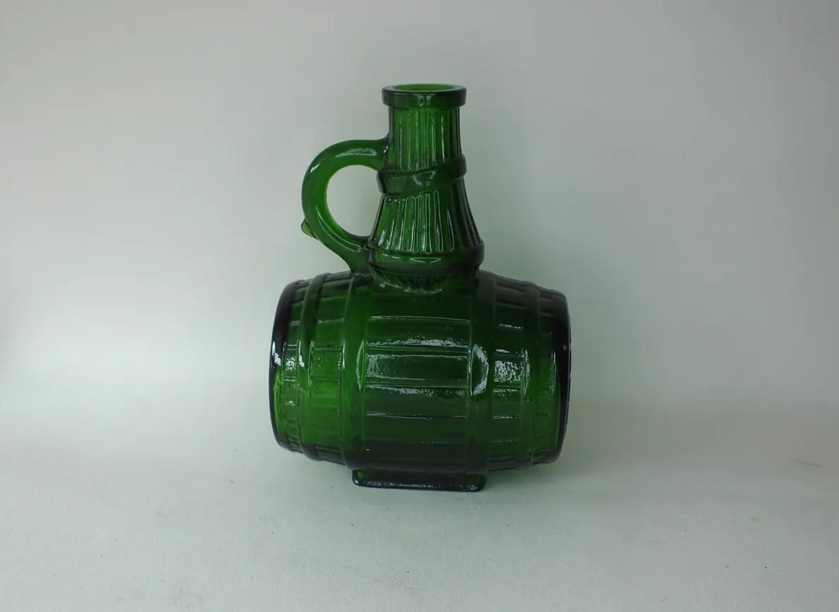5x Vintage Collectibles Lot: Green Glass Cognac Bottle, Teapot, Framed Art, Jug, Tea Towel