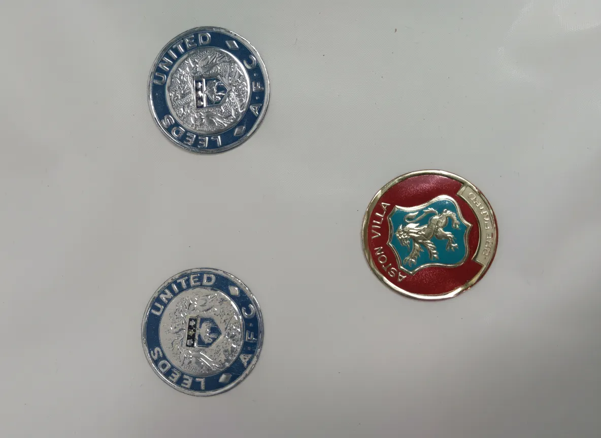 3x Leeds United Aston Villa Retro Football Badge Faces Pin Badges Lot