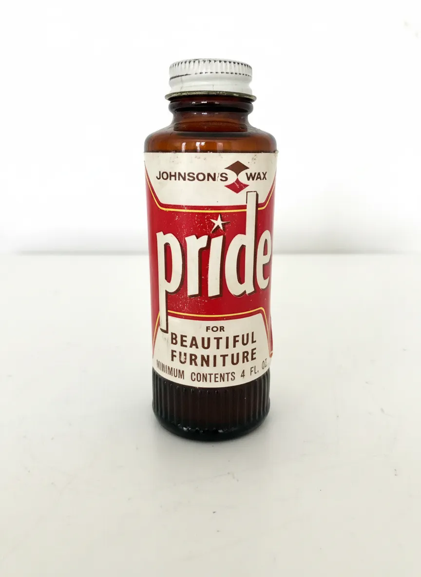Vintage Empty JOHNSON'S WAX PRIDE Liquid Furniture Polish Bottle 1970s England