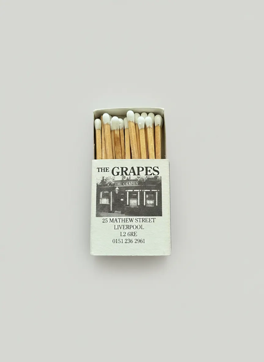 BEATLES 'THE GRAPES' Pub Mathew St Liverpool PROMO MATCHES Box RARE