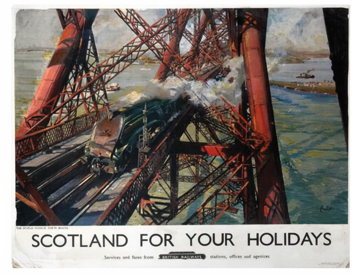 Vintage Scotland Forth Bridge Railway Travel Poster - A2 (16.5"x23.4")