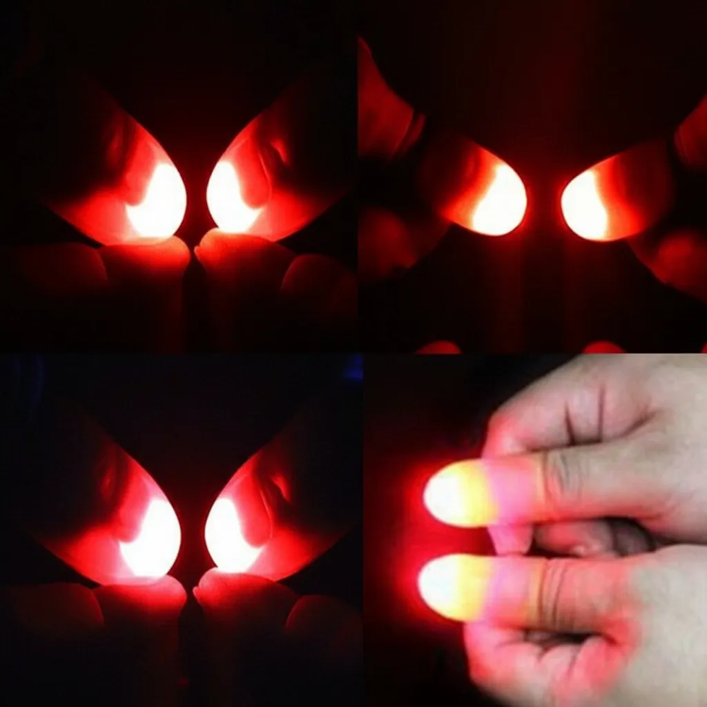20x Light Up Thumb Finger Tip Magic Trick Thumbtip LED Lamp RED