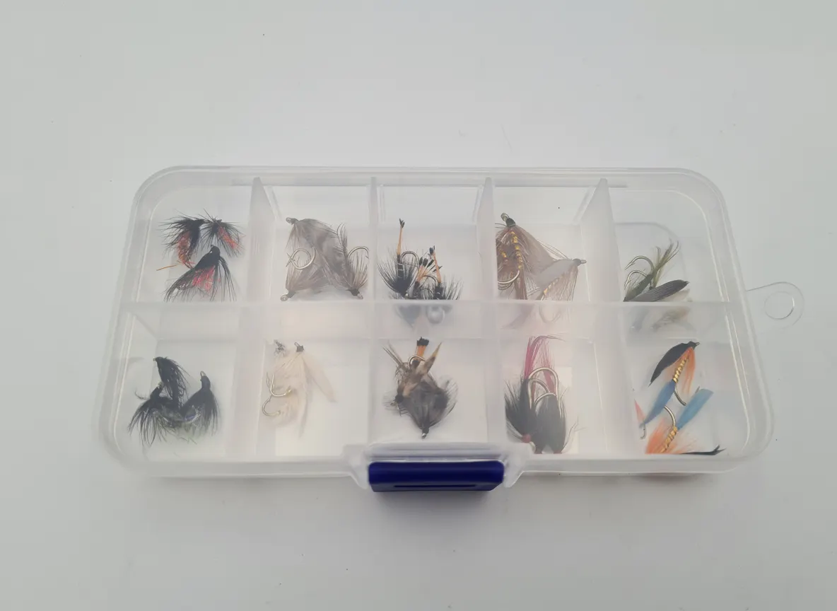 Tackle Fly Storage Box + 30x Assorted Wet Flies Mix Sizes Trout Fishing Lures