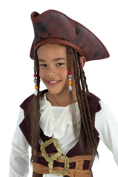 Smiffys Kids Pirate Hat With Dreadlocks
