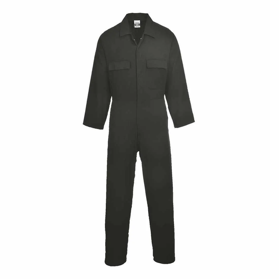 Portwest S998 Mens Cotton Work Coverall Boiler Suit 260g Concealed Stud Black S