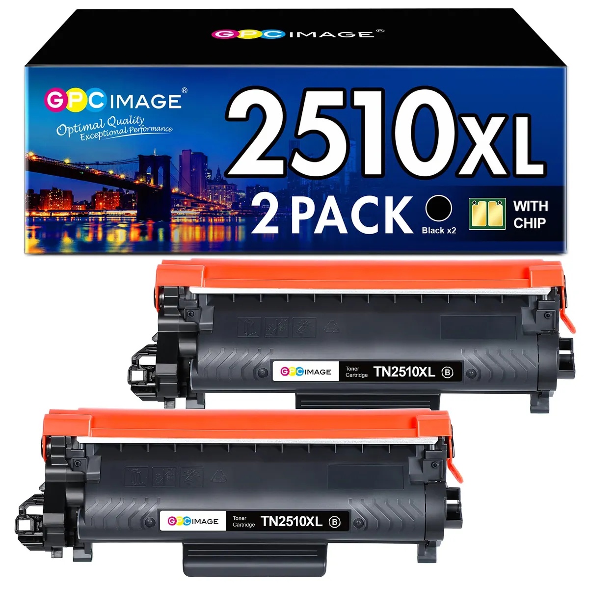 GPC Image TN2510XL Toner Compatible Brother HL-L2400DW 2-Pack With Chip