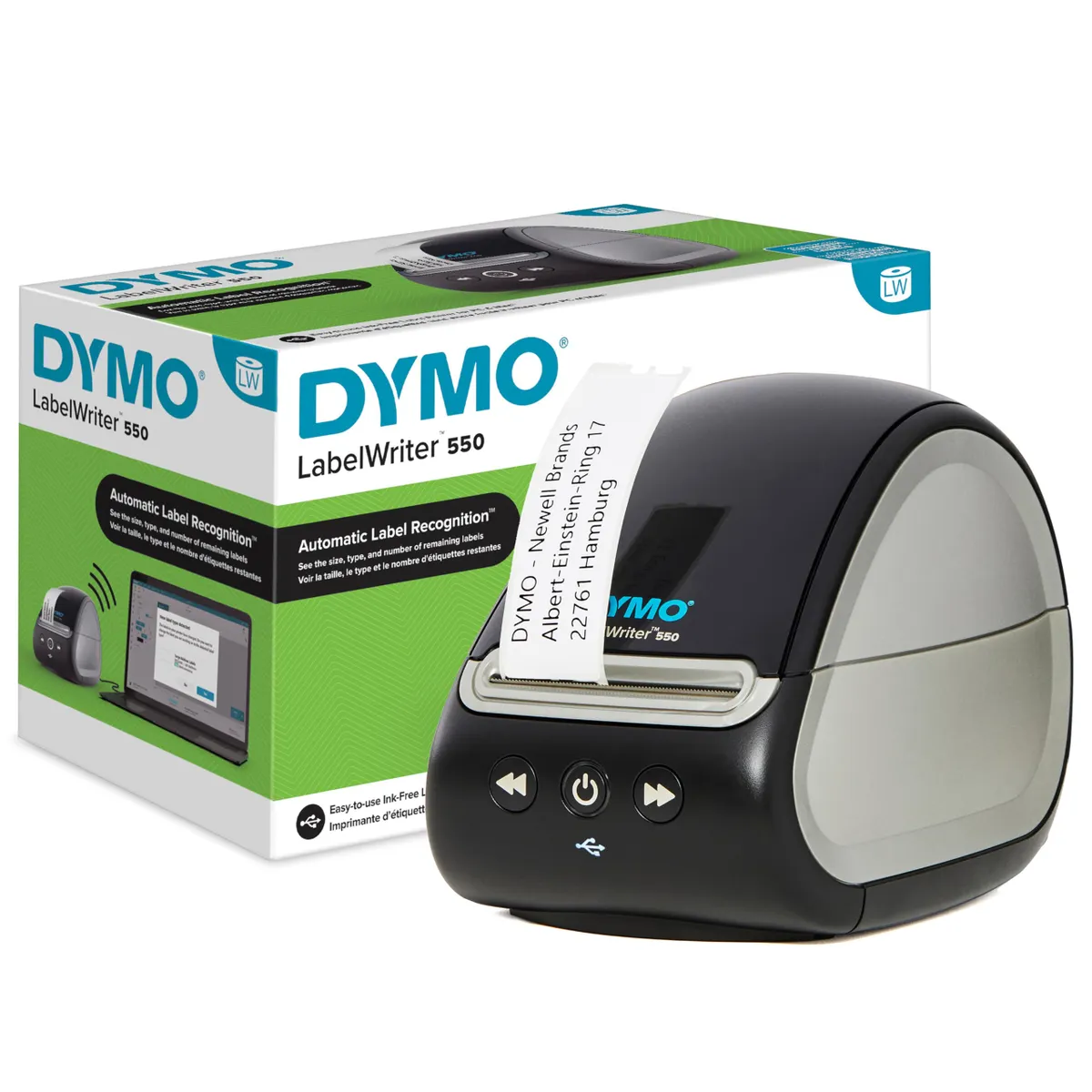 DYMO LabelWriter 550 Label Printer Thermal Auto Recognition Address UK 3 Pin