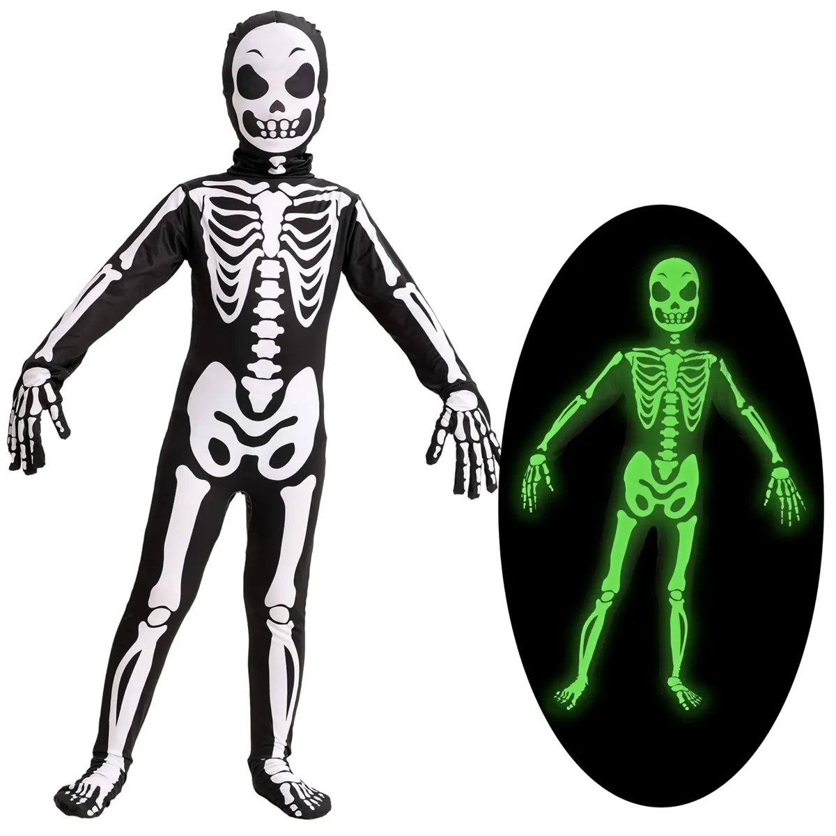 Spooktacular Creations Child Skin Skeleton Costume Halloween - Black - Age 3-4