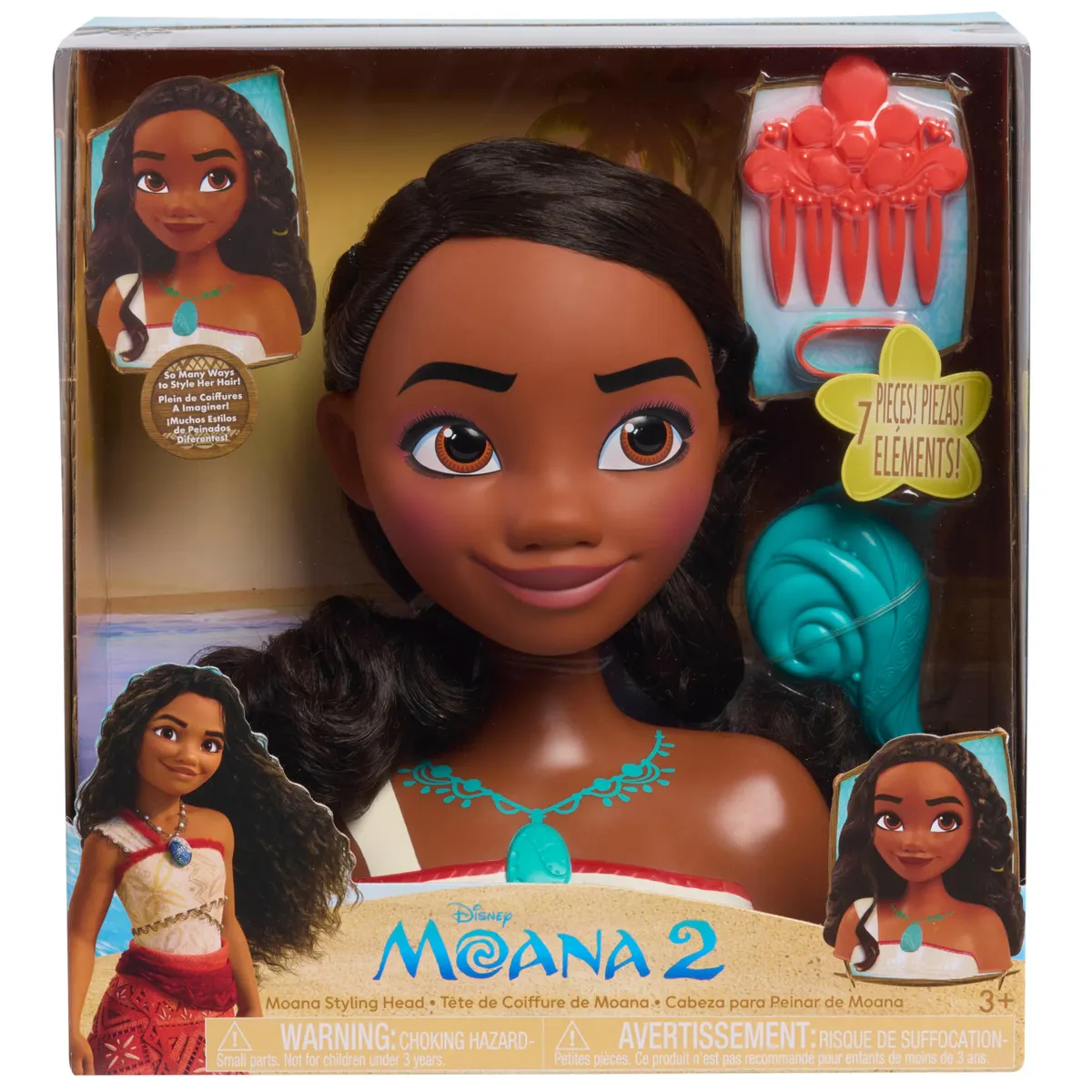 Just Play Disney Moana 2 Styling Head Doll Hair Kit Toy NEW
