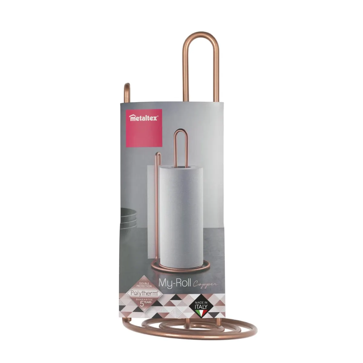 Metaltex My Roll Vertical Paper Towel Holder Polytherm Copper 15x15x32cm