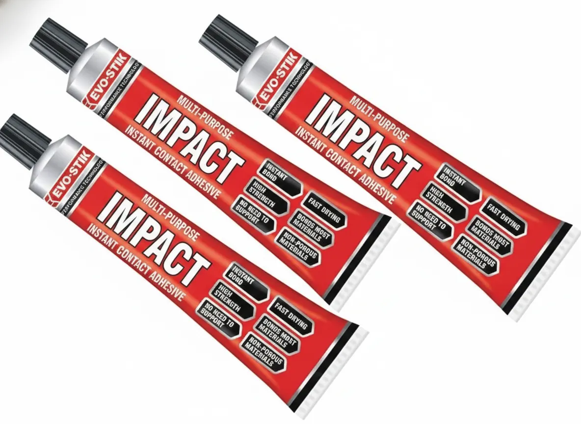 3x Evo Stik Impact Multi-Purpose Instant Contact Adhesive 65g Tube