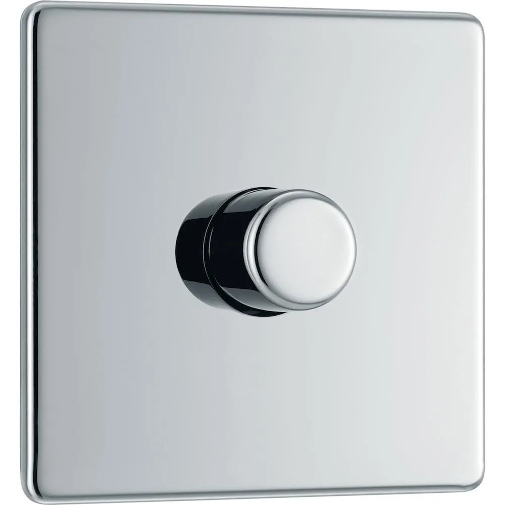 2x BG Electrical Intelligent Dimmer Switch, 2 Way, Screwless Flatplate, Chrome
